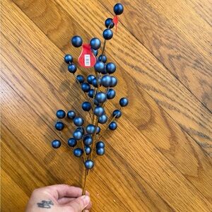Matte Navy Blue Faux Berry Stem | Modern Farmhouse Holiday Decor | NWT